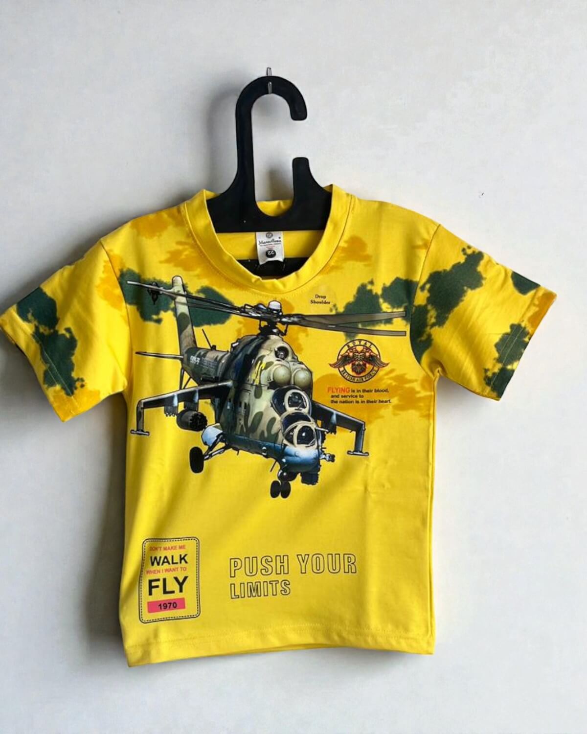 Push Your Limits Yellow Drop Shoulder TShirt