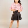 Girls Peach Celestial Print Jacket and Skirt Set