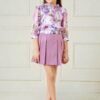 Girls Lavender Floral Top and Purple Pleated Skirt Set
