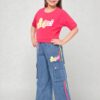 Girls Rani Fantastic Crop Top and Denim Cargo Set