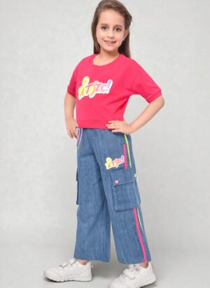 Girls Rani Fantastic Crop Top and Denim Cargo Set