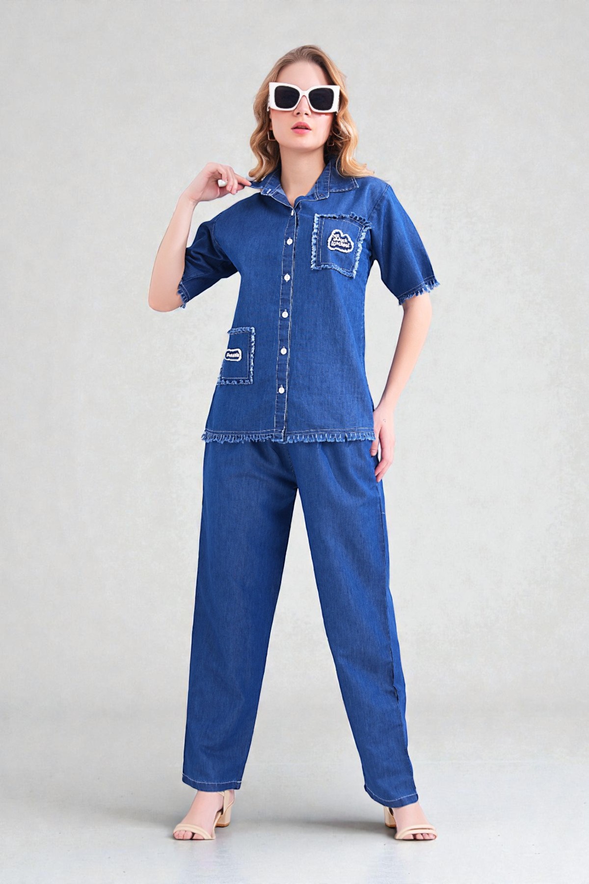 Frayed Detail Soft Denim Co ord Set