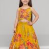 Mustard Yellow Floral Digital Print Girls Lehenga Choli Set