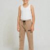 Boys Beige Cotton Terry Cargo Pants