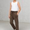 Boys Coffee Cotton Terry Straight Pants