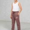 Boys Mauve Cotton Terry Straight Pants