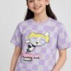 Lavender Powerpuff Girls Checkered T-shirt