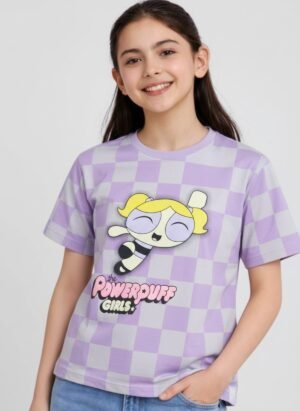 Lavender Powerpuff Girls Checkered T-shirt